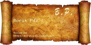 Borik Pál névjegykártya